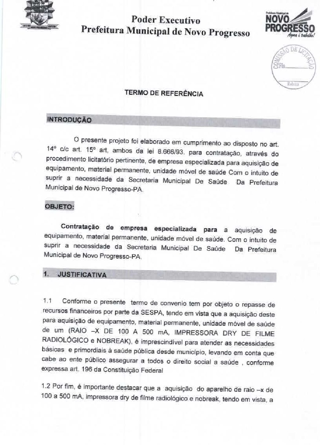 Termo De Referencia Prefeitura Municipal De Novo Progresso Gestão 2021 2024 3079