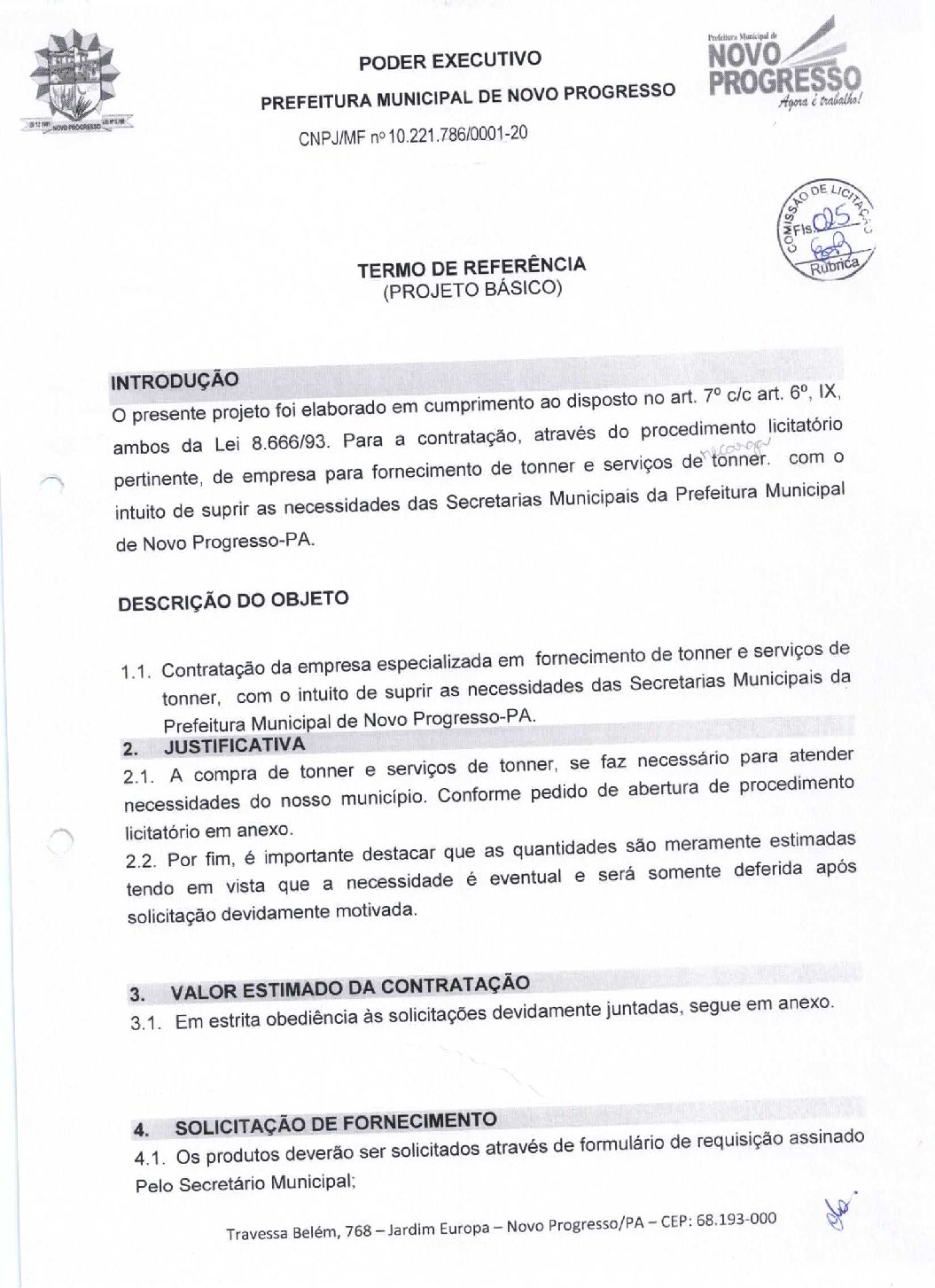 Termo De Referencia 8 Prefeitura Municipal De Novo Progresso Gestão 2021 2024 2998